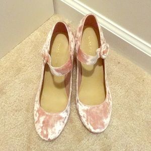 Marc Fisher Pink Velvet Block Heel Mary Jane,  7.5
